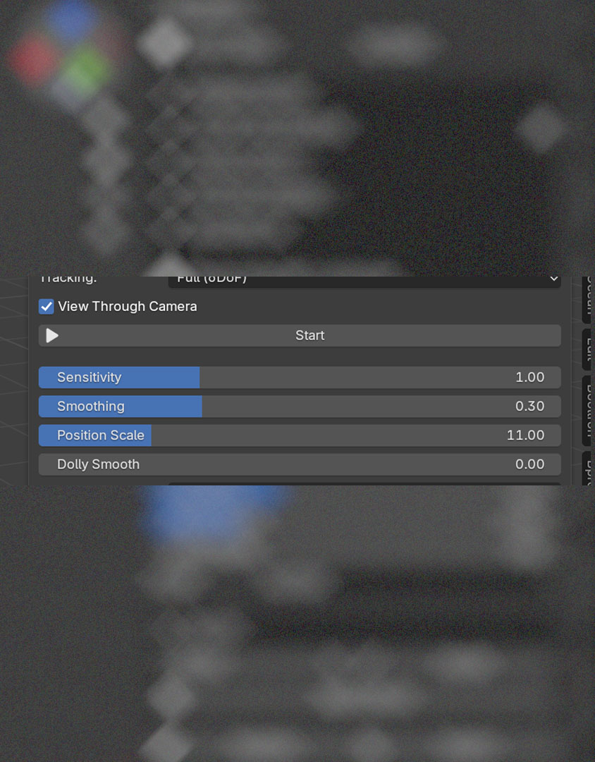 View Through Camera checkbox and Start button