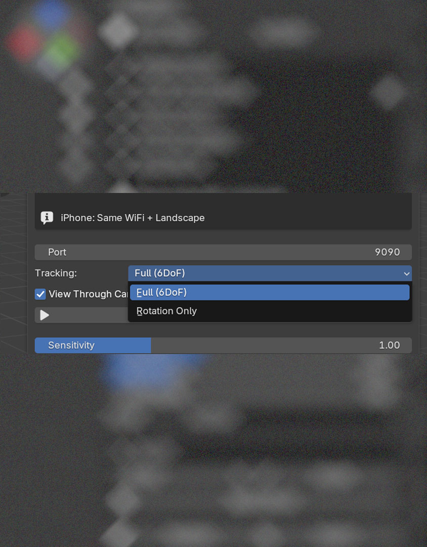Tracking Mode dropdown showing Full 6DoF and Rotation Only options